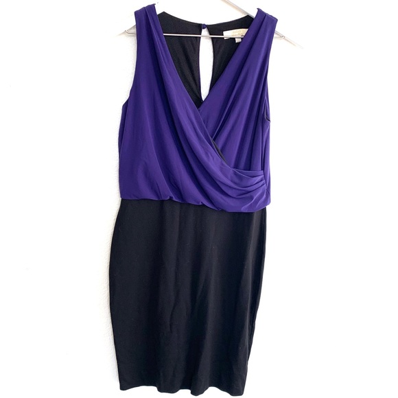 Aidan Mattox Purple Surplice Faux Wrap Mini Dress - Picture 4 of 9